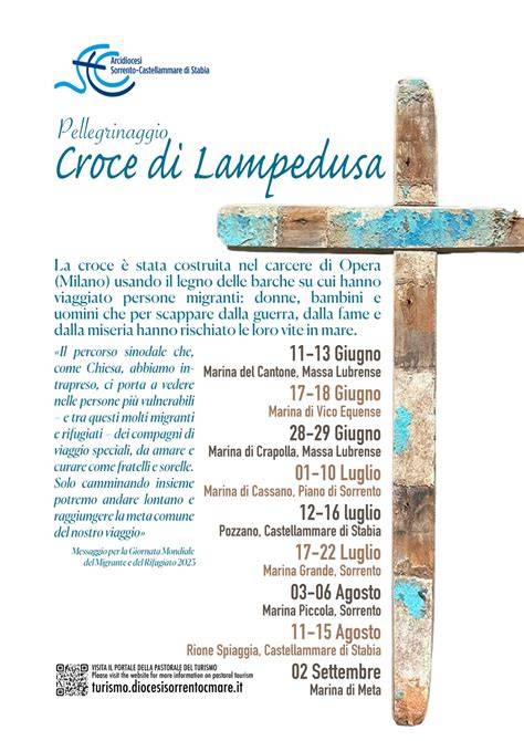 Schema della mostra itinerante della Croce di Lampedusa o foto di una delle esposizioni