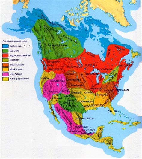 Rappresentazione geografica delle principali aree culturali native del Nord America