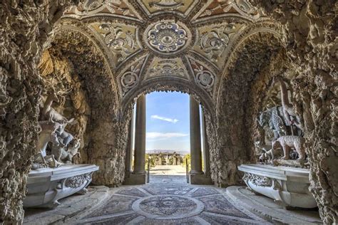 schema della struttura di una grotta artificiale da giardino rinascimentale