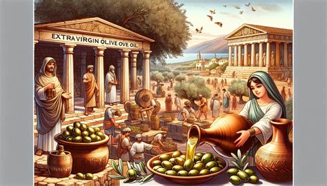 dettaglio di un sacerdote antico che versa olio durante un'unzione, con simbolismo dell'olio che scende sul popolo