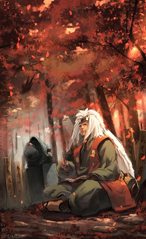 Jiraiya in Modalità Eremitica affiancato dai Grandi Eremiti Fukasaku e Shima