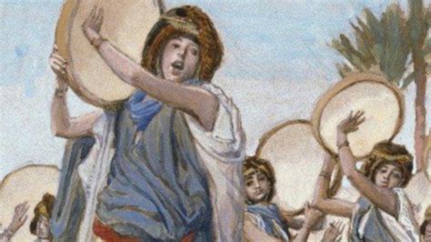 Miriam con un timpano guida le danze e i canti delle donne dopo l'attraversamento del Mar Rosso