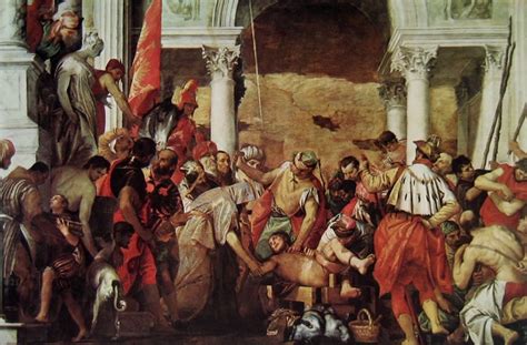 dipinto di bambini martiri in un contesto storico