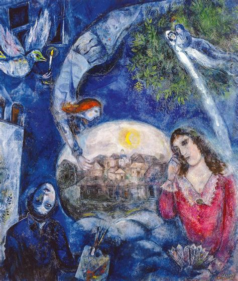 Quadro raffigurante la Natività in stile onirico di Marc Chagall