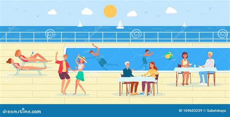Illustrazione di persone in piscina con un sacerdote
