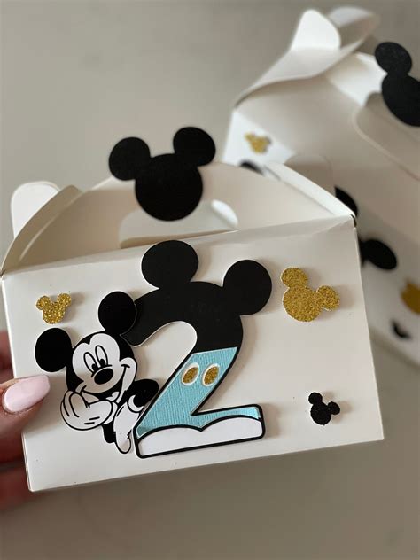 Photo of Mickey Mouse themed baptism favors and confetti boxes