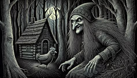 Illustrazione d'epoca raffigurante la Baba-Jaga o scene del folklore russo