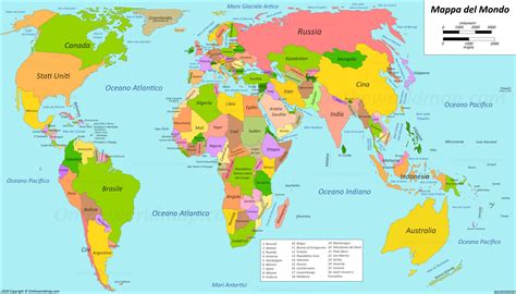 Mappa del mondo con evidenziate le nazioni in cui sono presenti le Assemblee di Dio