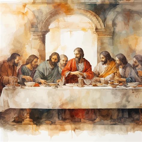 Illustrazione dell'Ultima Cena, con Gesù che offre il pane e il vino ai suoi discepoli