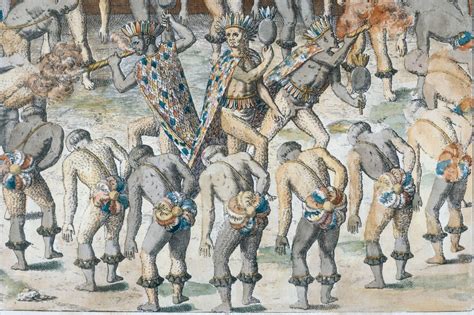 Rappresentazione artistica di Jean de Léry che incontra le popolazioni indigene brasiliane.