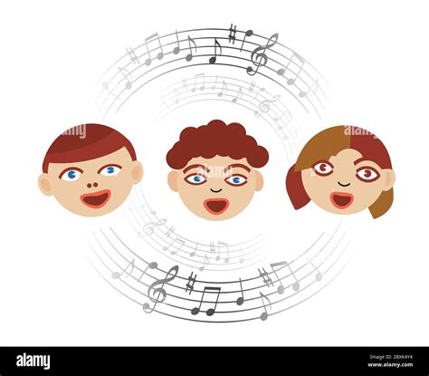 Illustrazione stilizzata di un coro di voci umane che si uniscono in armonia, con note musicali che salgono verso il cielo.