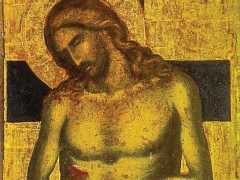 Mosaico raffigurante Gesù Cristo sulla croce con il sangue che sgorga dal costato