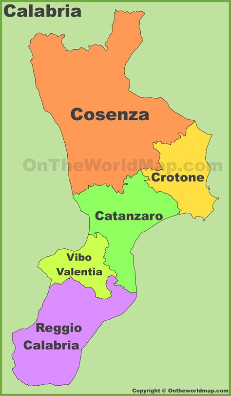 Mappa della Calabria con evidenziate le province di Cosenza e Marano Marchesato