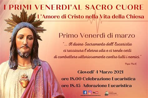 Immagine di un calendario con evidenziato il primo venerdì del mese e simboli del Sacro Cuore