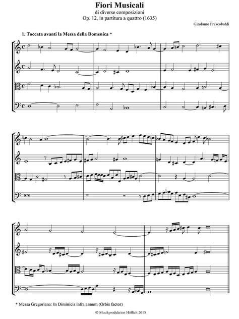Esempio di spartito in partitura dai Fiori Musicali di Frescobaldi