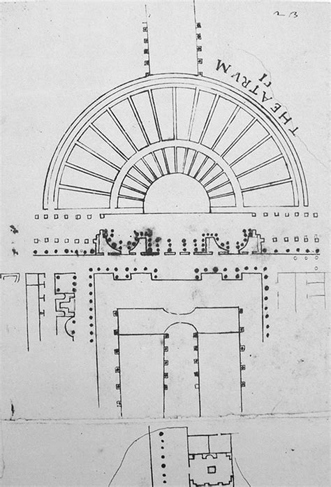 Schema architettonico della pianta di Giovanni Vermexio e del portico di Pompeo Picherali