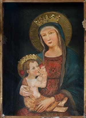 Il dipinto della Madonna di Bonora sull'altar maggiore.