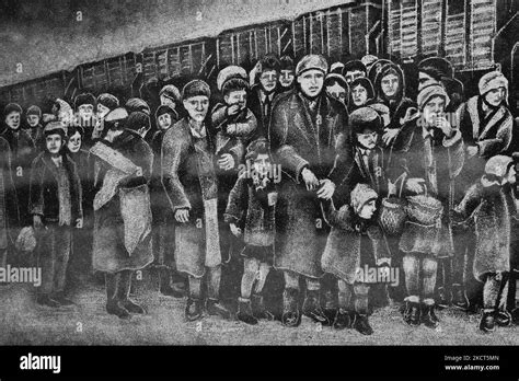 Illustrazione d'epoca raffigurante la deportazione dei prigionieri russi verso la Siberia