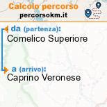 Mappa del percorso in moto da Caprino Veronese a Spiazzi