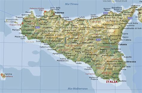 Mappa della Sicilia con evidenziata la posizione di Termini Imerese