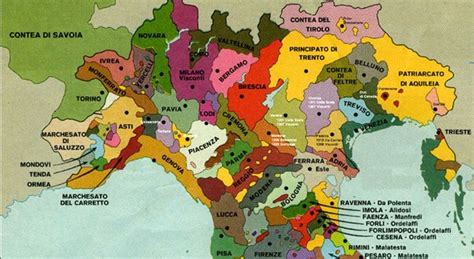 Mappa dell'Italia medievale con evidenza dei principali centri culturali e francescani del XIII secolo.