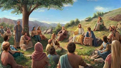 Rappresentazione artistica del Discorso della Montagna e delle Beatitudini come guida per il fedele.