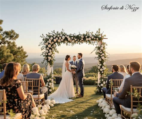 Esempio di altare per matrimonio civile all'aperto circondato da elementi naturali