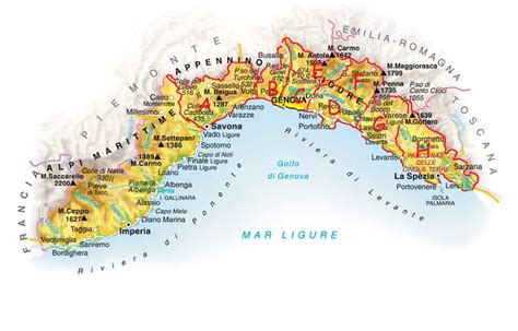 Mappa dell'Appennino tosco-romagnolo, luogo di nascita di Campana