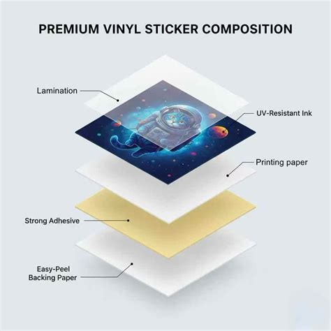 infografica che mostra i 3 strati di un adesivo murale: carta di supporto, adesivo in vinile, application tape