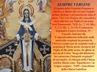 Infografica che elenca i quattro dogmi mariani della Chiesa cattolica: Maternità Divina, Verginità Perenne, Immacolata Concezione, Assunzione.