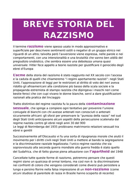 Schema cronologico: dall'antropologia settecentesca alla sistematizzazione del razzismo nell'Ottocento.
