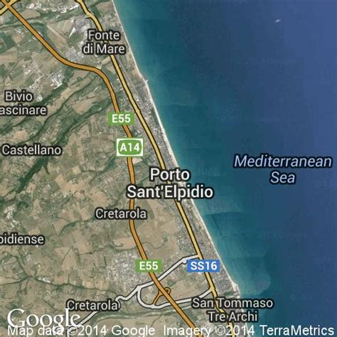 Mappa di Sant'Elpidio a Mare con evidenziate le zone turistiche e gli hotel