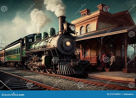 Treno a vapore in stazione d'epoca con curiosi