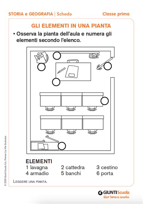 Pianta schematica di una scuola dell'infanzia con aree didattiche e ricreative