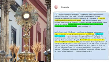 infografica sul significato profondo dell'Eucaristia come dono, ringraziamento e centro della Chiesa
