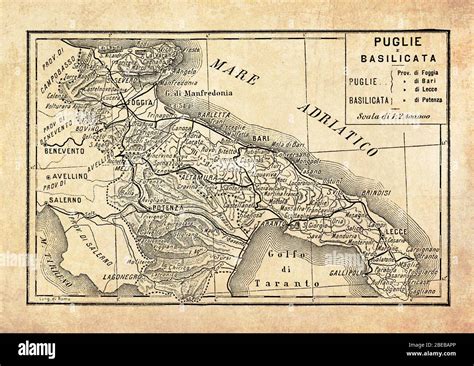 Mappa storica della Puglia con indicazione delle antiche diocesi