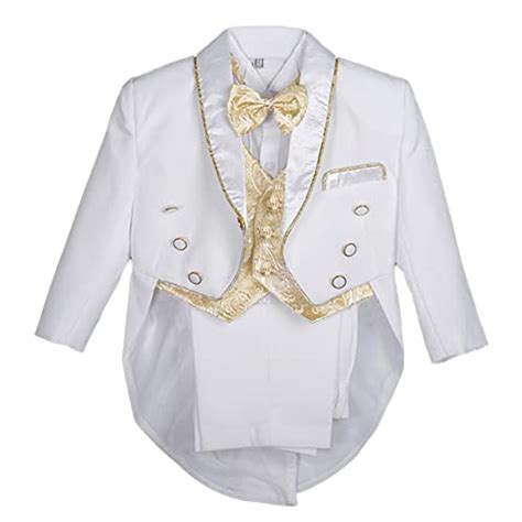 Bambino in smoking bianco per battesimo con dettagli eleganti