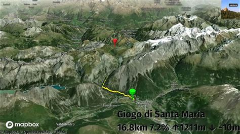 Mappa schematica dell'itinerario ciclistico che include il Giogo di Santa Maria e il Passo dello Stelvio