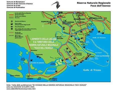 Mappa schematica dell'area della Riserva naturale della Foce dell'Isonzo con indicazione delle zone espropriate e reliquate
