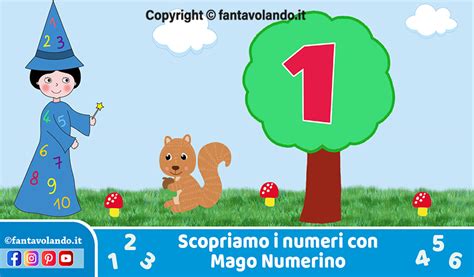 Illustrazione del personaggio Mago Numerino che interagisce con i numeri