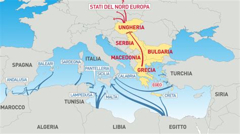 Mappa del Mediterraneo centrale con le rotte del motopesca e i punti chiave (Siracusa, Malta, Libia, Creta, Rashid)