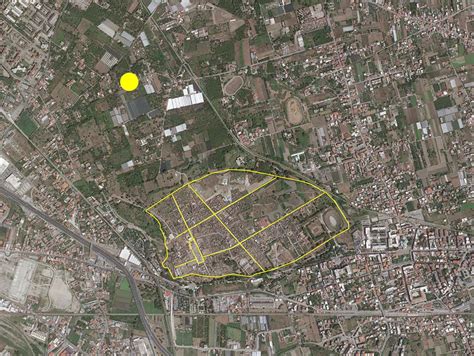 Mappa schematica dell'area di Civita Giuliana con l'indicazione della villa suburbana