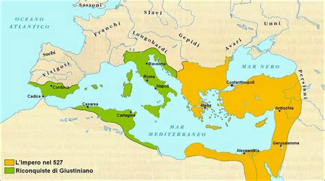 Mappa dell'Impero Bizantino al tempo dell'imperatore Maurizio