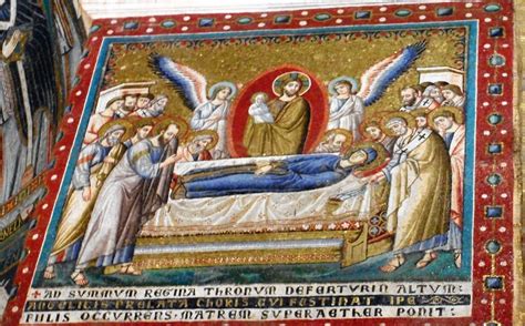 Dormitio Virginis, mosaico di Pietro Cavallini, Santa Maria in Trastevere, Roma