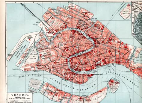 Mappa storica di Venezia con l'indicazione dei principali teatri del XVIII secolo, incluso il Sant'Angelo