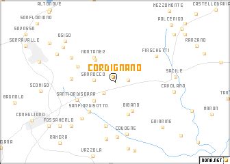 Mappa della località di Ponte della Muda, Cordignano