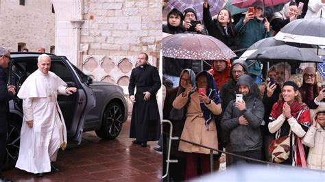 Foto della folla di fedeli radunata al Santuario delle Cendrole sotto la pioggia per la messa del Cardinale Parolin