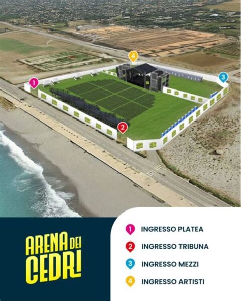 Mappa dell'Arena dei Cedri e della sua posizione sul lungomare di Santa Maria del Cedro