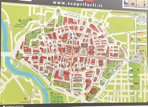 Mappa del centro storico di Forlì con indicate le chiese dell'unità pastorale