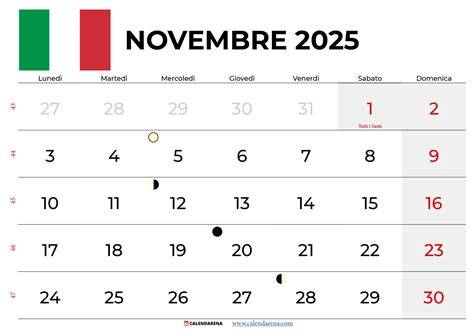 immagine di un calendario con il 1° novembre evidenziato